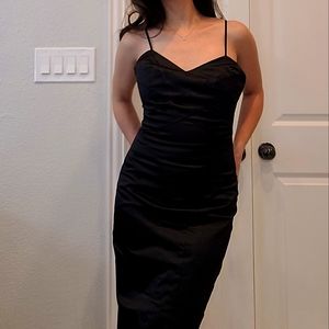 White House Black Market Spaghetti Strap Black Midi Dress